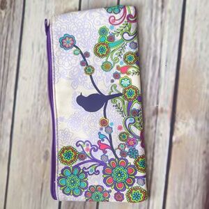 Purple dove bird makeup or pencil bag